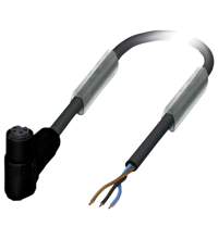 Pepperl&plus;Fuchs M12 to PUR Cordset; Female Right Angle to No No; 3-Wire-Pin; BN; BU; BK; None Cable; w/ LEDs